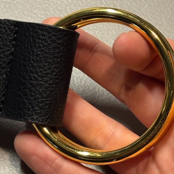 B-Low The Belt black vegan leather statement belt with gold ring buckle main image 5